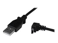 StarTech.com Down Angle Mini USB Cable - 2m - Black - USB A to Mini USB B - USB to Mini USB Cable - Mini USB Charger - USB A to Mini B (USBAMB2MD) - USB-kabel - USB (han) til mini-USB type B (han) - USB 2.0 - 2 m - 90° stikforbindelse, formet - sort USBAMB2MD