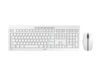CHERRY STREAM DESKTOP RECHARGE - Sæt med mus og tastatur - trådløs - 2.4 GHz - QWERTY - USA med Euro-symbol - tastkontakt: CHERRY SX - bleg grå JD-8560EU-0