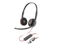 HP Poly Blackwire 3320 - Blackwire 3300 series - headset - på øret - kablet - USB-C - sort - UC-certificeret, Certified for Microsoft Teams 8X220AA