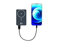 PORT Connect - Trådløs power bank - Li-pol - 10000 mAh - 37 Wh - 20 Watt - 2.4 A - PD - 2 output-stikforbindelser (USB Type A, 24 pin USB-C) - på kabel: USB-A 907005