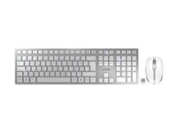 CHERRY DW 9100 SLIM - Sæt med mus og tastatur - trådløs - 2.4 GHz, Bluetooth 4.2 - Pan Nordic - hvid/sølv JD-9100PN-1