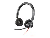 Poly Blackwire 3320 - Blackwire 3300 series - headset - på øret - kablet - USB-C - sort - UC-certificeret, Certified for Microsoft Teams 8X220AA