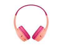 Belkin SoundForm Mini - Hovedtelefoner med mik. - på øret - Bluetooth - trådløs - 3,5 mm jackstik - pink AUD002BTPK
