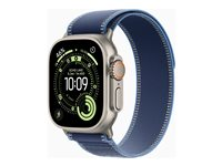 Apple Watch Ultra 3 - 49 mm - naturlig titanium - Ja smart ur med Trail Loop - nylonflet - blå/lyseblå - båndstørrelse: S/M - 64 GB - LTE, NFC, Wi-Fi 4, UWB, Bluetooth - 5G - 61.6 g MEWR4DH/A