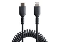 StarTech.com 50cm/20in USB C to Lightning Cable, MFi Certified, Coiled iPhone Charger Cable, Black, Durable and Flexible TPE Jacket Aramid Fiber, Heavy Duty Coil Charging Cable - Rugged USB Lightning Cable - Lightning-kabel - USB-C han til Lightning han - 50 cm - sort - snoet RUSB2CLT50CMBC