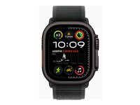 Apple Watch Ultra 2 - 49 mm - sort titanium - smart ur med Trail Loop - nylonflet - sort - båndstørrelse: M/L - 64 GB - LTE, Wi-Fi 4, UWB, Bluetooth - 4G - 61.8 g MX4V3DH/A