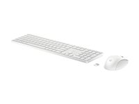 HP 650 - Sæt med mus og tastatur - trådløs - 2.4 GHz - Pan Nordic - hvid 4R016AA#UUW