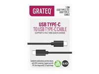 GRATEQ - USB-kabel - 24 pin USB-C (han) til 24 pin USB-C (han) - 5 A - 1 m - USB Power Delivery (100 W) - sort 85060QC