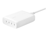 Belkin BoostCharge Pro - Strømforsyningsadapter - GaN-teknologi - 200 Watt - 5 A - Fast Charge, Power Delivery 3.1, PD 3.0 - 4 output-stikforbindelser (USB-C) - hvid WCH015VFWH