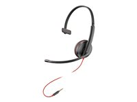 Poly Blackwire 3215 - Blackwire 3200 Series - headset - på øret - kablet - 3,5 mm jackstik, USB-C - sort - Certified for Skype for Business, Avaya Certified, Cisco Jabber Certified, UC-certificeret 8X227A6