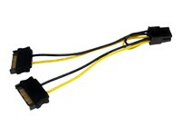 StarTech.com 6in SATA Power to 6 Pin PCI Express Video Card Power Cable Adapter - SATA to 6 pin PCIe power - Strømkabel - SATA strøm (han) til 6 pin PCIe-strøm (han) - 15 cm SATPCIEXADAP