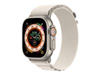 Apple Watch Ultra - 49 mm - titanium - smart ur med Alpine Loop - tekstil - stjernelys - båndstørrelse: L - 32 GB - Wi-Fi, LTE, UWB, Bluetooth - 4G - 61.3 g MQFT3DH/A