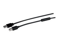 StarTech.com 15m / 50 ft Active USB 2.0 A to B Cable - Long 15 m USB Cable - 50 ft USB Printer Cable - 1x USB A (M), 1x USB B (M) - Black (USB2HAB50AC) - USB-kabel - USB Type B (han) til USB (han) - USB 2.0 - 15 m - aktiv - sort - for P/N: ICUSB232D USB2HAB50AC