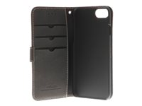 Insmat Exclusive Flip Case - Flipomslag til mobiltelefon - ægte læder - sort - for Apple iPhone 6, 6s, 8, SE (2. generation) 650-2484