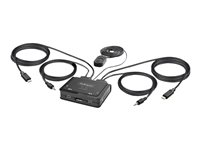 StarTech.com 2-Port USB-C Cable KVM Switch, 4K 60Hz DisplayPort Output, Compact KVM with 4ft/1.2m USB Type-C/Audio Integrated Cables, Bus Powered - Remote Push-Button/Hotkey Switching (C2-D46-UC2-CBL-KVM) - KVM / audio-switch - kompakt - 2 x KVM / audio - 1 lokalbruger - desktop C2-D46-UC2-CBL-KVM