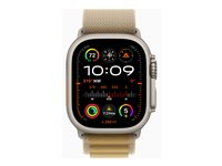 Apple Watch Ultra 2 - 49 mm - naturlig titanium - smart ur med Alpine Loop - tekstil - gyldenbrun - båndstørrelse: M - 64 GB - LTE, Wi-Fi 4, UWB, Bluetooth - 4G - 61.4 g MX4F3DH/A