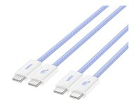 Belkin BoostCharge - USB-kabel - 24 pin USB-C (han) til 24 pin USB-C (han) - 1.5 m - USB Power Delivery (60W), flettet kabel - blå (pakke med 2) BBD008HQ05BL2PK