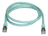 StarTech.com 1m CAT6A Ethernet Cable, 10 Gigabit Shielded Snagless RJ45 100W PoE Patch Cord, CAT 6A 10GbE STP Network Cable w/Strain Relief, Aqua, Fluke Tested/UL Certified Wiring/TIA - Category 6A - 26AWG (6ASPAT1MAQ) - Patchkabel - RJ-45 (han) til RJ-45 (han) - 1 m - STP - CAT 6a - formet, knastfri - akvamarin 6ASPAT1MAQ