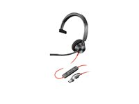 HP Poly Blackwire 3310 - Blackwire 3300 series - headset - på øret - kablet - USB-C - sort - UC-certificeret 8X215AA