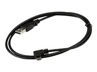 StarTech.com 1m 3 ft Micro-USB Charge-and-Sync Cable - Right-Angle Micro-USB - M/M - USB to Micro USB Charging Cable - 30/24 AWG (USBAUB1MRA) - USB-kabel - Micro-USB Type B (han) til USB (han) - USB 2.0 - 1 m - højrevinklet stikforbindelse - sort - for P/N: USB2PCARBK, USB2PCARBKS, USBEXTAA10BK, USBEXTAA6BK, USBLT2PCARW, USBUB2PCARB USBAUB1MRA