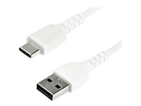 StarTech.com 1m USB A to USB C Charging Cable, Durable Fast Charge & Sync USB 2.0 to USB Type C Data Cord, Rugged TPE Jacket Aramid Fiber M/M 3A White, Samsung S10, S20, iPad Pro, Pixel - Heavy Duty and Rugged - USB-kabel - USB (han) lige til USB-C (han) lige - Thunderbolt 3 / USB 2.0 - 1 m - hvid RUSB2AC1MW