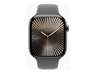 Apple Watch Series 10 (GPS + Cellular) - 46 mm - naturlig titanium - smart ur med sportsbånd - fluoroelastomer - stengrå - båndstørrelse: M/L - 64 GB - LTE, Wi-Fi 4, UWB, Bluetooth - 4G - 41.7 g MWYA3QN/A