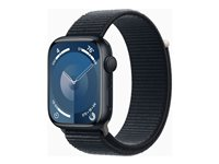 Apple Watch Series 9 (GPS) - 45 mm - midnatsaluminium - smart ur med sportsløkke - blød dobbeltlagsnylon - midnat - 64 GB - Wi-Fi, Bluetooth, UWB - 38.7 g MR9C3DH/A