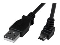 StarTech.com Down Angle Mini USB Cable - 2m - Black - USB A to Mini USB B - USB to Mini USB Cable - Mini USB Charger - USB A to Mini B (USBAMB2MD) - USB-kabel - USB (han) til mini-USB type B (han) - USB 2.0 - 2 m - formet, 90° stik - sort USBAMB2MD