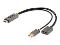 StarTech.com 1ft (30cm) HDMI to DisplayPort Adapter, Active 4K 60Hz HDMI Source to DP Monitor Adapter Cable, USB Bus Powered, HDMI 2.0 to DisplayPort Converter for Laptops/PC - Supports HDR and Ultrawide Displays (128-HDMI-DISPLAYPORT) - Adapterkabel - HDMI, USB (kun strøm) han til DisplayPort hun - 30 cm - grå, sort - aktiv, 4K60 Hz (3840 x 2160) support, envejs 128-HDMI-DISPLAYPORT