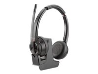 Poly Savi 8220-M Office - Savi 8200 series - headset - på øret - DECT / Bluetooth - trådløs - aktiv støjfjerning - sort - Certified for Microsoft Teams 8D3H8AA#ABB