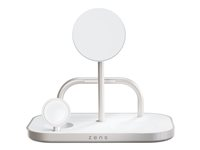 ZENS 4-in-1 Magnetic + Watch Wireless Charger - Trådløs opladningsstander + AC-strømadapter - 65 Watt - Fast Charge - hvid/sølv ZEDC29W/00