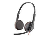 Poly Blackwire C3225 - Blackwire 3200 Series - headset - på øret - kablet - USB-C, 3,5 mm jackstik - sort - Skype Certified, Cisco Jabber Certified, Avaya Certified 80S04A6