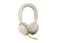 Jabra Evolve2 75 - Headset - på øret - Bluetooth - trådløs - aktiv støjfjerning - USB-A - støjisolerende - beige - Optimeret til UC 27599-989-998