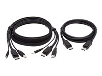 Eaton Tripp Lite Series Dual DisplayPort KVM Cable Kit 4K USB 3.5 mm Audio 3xM/3xM 6ft - Video / USB / lydkabel - ministik, USB, DisplayPort (han) til DisplayPort, USB Type B, ministik (han) - 1.83 m - 4K support - sort P783-006-DP