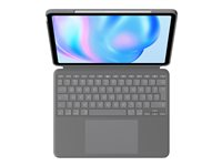 Logitech Combo Touch - Tastatur og folio-kasse - med trackpad - bagbelyst - Apple Smart connector - QWERTY - US International - oxford-grå - for Apple 11-inch iPad Air (M2, M3) 920-012636