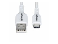 StarTech.com 3m (9.8ft) White USB-A to USB-C Charging Cable/Cord, M/M - USB-kabel - USB (han) til 24 pin USB-C (han) - USB 2.0 - 3 A - 3 m - opladning og synkronisering, halogenfri, passivt, USB Fast Charge (15W) - hvid USB2AC3MNCWHE