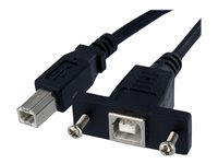 StarTech.com 3 ft Panel Mount USB Cable B to B - F/M - Panel Mount USB Extension USB-B Female to USB-B Male Adapter Cable - USB-B (F) Port (USBPNLBFBM3) - USB-kabel - USB Type B (han) til USB Type B (hun) - USB 2.0 - 90 cm - formet - sort - for P/N: USB2HAB10, USB2HAB15, USB2HAB30AC, USB2HAB50AC, USB2HAB6, USB2HABM1, USB2HABM6RA USBPNLBFBM3