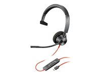 Poly Blackwire 3310 - Blackwire 3300 series - headset - på øret - kablet - USB-C - sort 767F8AA