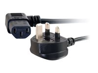 C2G Universal Power Cord - Strømkabel - BS 1363 (han) til power IEC 60320 C13 - 2 m - 90° stikforbindelse, formet - sort 88520