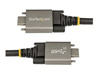 StarTech.com 3ft 1m Side Screw Locking USB C Cable 10Gbps, USB 3.1/3.2 Gen 2 Type-C Cable, 100W (5A) Power Delivery Charging, DP Alt Mode, Dual Screw Lock, USB-C to C Cord, Charge/Sync - Thunderbolt 3 Compatible - USB-kabel - 24 pin USB-C (han) lige/låsende til 24 pin USB-C (han) lige - USB 3.2 Gen 2 / DisplayPort 1.4 /Thunderbolt 3 - 1 m - 4K support - sort, grå USB31CCSLKV1M
