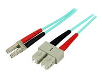 StarTech.com 2m Fiber Optic Cable - 10 Gb Aqua - Multimode Duplex 50/125 - LSZH - LC/SC - OM3 - LC to SC Fiber Patch Cable (A50FBLCSC2) - Patchkabel - LC multimodus (han) til SC multimodus (han) - 2 m - 2 m. - fiberoptik - duplex - 50 / 125 my - akvamarin A50FBLCSC2
