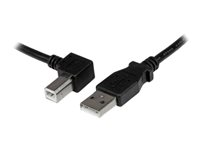 StarTech.com 3m USB 2.0 A to Left Angle B Cable Cord - 3 m USB Printer Cable - Left Angle USB B Cable - 1x USB A (M), 1x USB B (M) (USBAB3ML) - USB-kabel - USB Type B (han) til USB (han) - USB 2.0 - 3 m - venstrevinklet stikforbindelse - sort - for P/N: ICUSB232D USBAB3ML