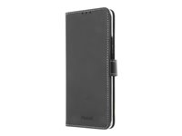 Insmat Exclusive Flip Case - Flipomslag til mobiltelefon - ægte læder, papir, karton, polykarbonat, aluminumfolie - sort - for OnePlus 8 650-2854