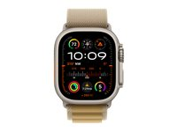 Apple Watch Ultra 2 - 49 mm - naturlig titanium - smart ur med Alpine Loop - tekstil - gyldenbrun - båndstørrelse: L - 64 GB - LTE, Wi-Fi 4, UWB, Bluetooth - 4G - 61.4 g MX4H3DH/A