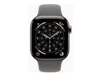 Apple Watch Series 11 (GPS + Cellular) - 42 mm - naturlig titanium - smart ur med sportsbånd - fluoroelastomer - stengrå - båndstørrelse: M/L - 64 GB - LTE, Wi-Fi 4, UWB, Bluetooth - 5G - 34.6 g MF8N4QN/A