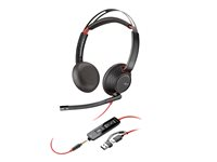 Poly Blackwire 5220 - Headset - på øret - kablet - USB-C, 3,5 mm jackstik - sort - Certified for Skype for Business, Cisco Jabber Certified, Avaya Certified, Certified for Microsoft Teams, Zoom Certified, UC-certificeret, Works With Chromebook Certified 8X231A6