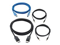 Eaton Tripp Lite Series DisplayPort KVM Cable Kit for Tripp Lite B005-DPUA2-K and B005-DPUA4 KVM, 4K DP, USB 3.1, 3.5 mm, 10 ft. - Video / USB / lydkabel sæt - USB 3.1 Gen 1 / DisplayPort 1.2 - 3.05 m - 4K support - sort, blå P785-DPKIT10