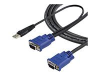 StarTech.com 10 ft Ultra Thin USB VGA 2-in-1 KVM Cable - VGA KVM Cable - USB KVM Cable - KVM Switch Cable (SVECONUS10) - Video / USB kabel - USB, HD-15 (VGA) (han) til HD-15 (VGA) (han) - 3.05 m - sort - for P/N: CAB831HDU, RACKCONS1908, SV1631DUSBUK, SV565DUTPU, SV565UTPUL, SV831DUSBUK SVECONUS10
