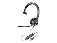 Poly Blackwire 3315-M - Blackwire 3300 series - headset - på øret - kablet - 3,5 mm jackstik, USB-A - sort - Certified for Microsoft Teams 76J13AA