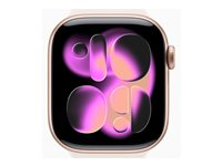 Apple Watch Series 11 (GPS) - 42 mm - roseguldaluminium - smart ur med sportsbånd - fluoroelastomer - lyserød - båndstørrelse: S/M - 64 GB - Bluetooth, Wi-Fi 4, UWB - 30.3 g MEU04QN/A